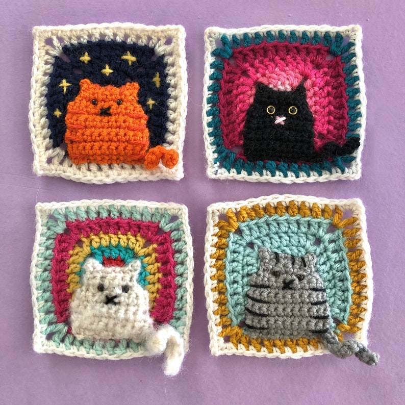 Pillow Cats Square crochet pattern