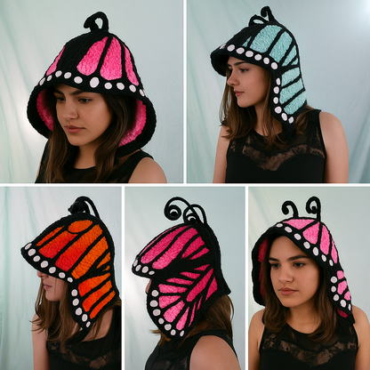Butterfly Winter Hood crochet pattern