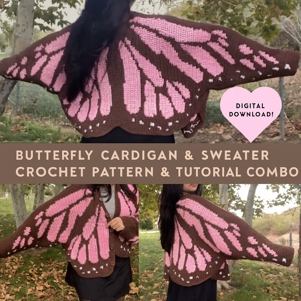 butterfly sweater & cardigan  crochet pattern +video tutorial