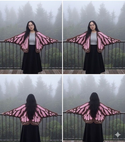 butterfly cardigan-sweater crochet pattern & tutorial combo