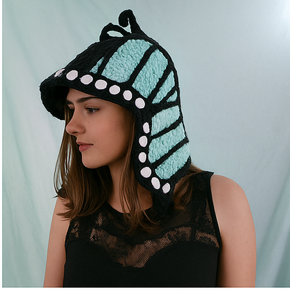 Butterfly Winter Hood crochet pattern