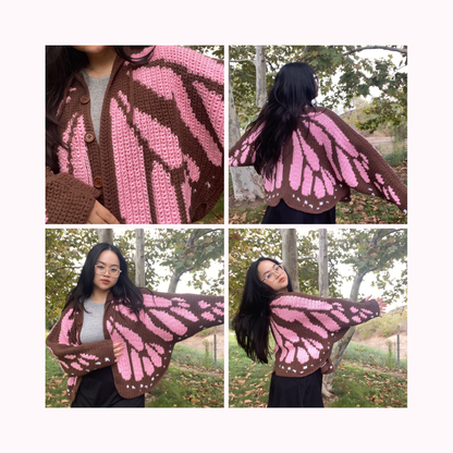 butterfly cardigan-sweater crochet pattern & tutorial combo
