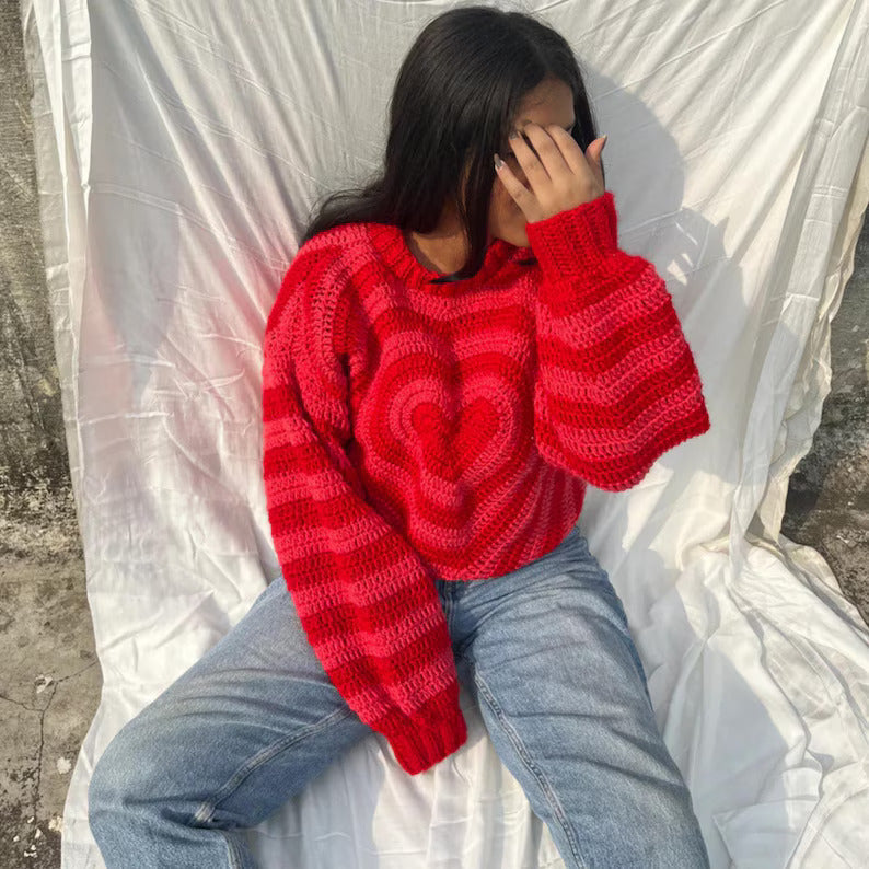 Heart Sweater-Pullover Crochet Pattern