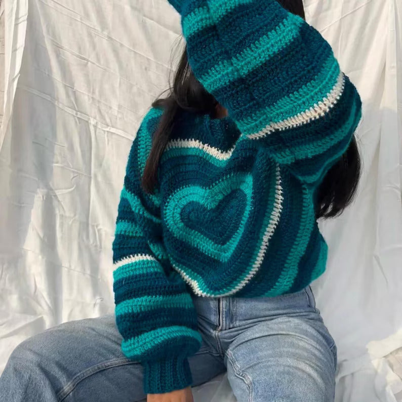 Heart Sweater-Pullover Crochet Pattern