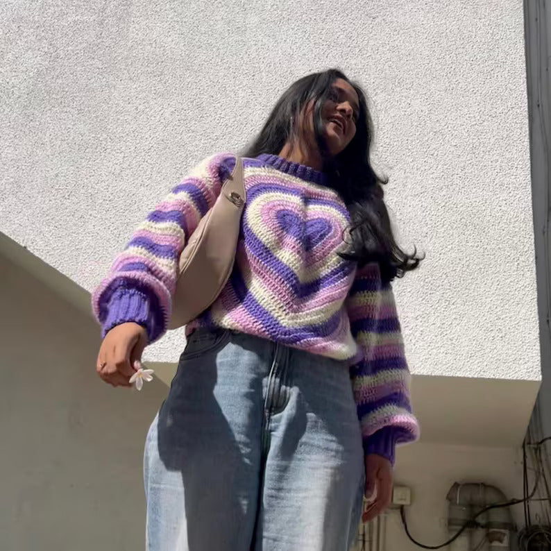 Heart Sweater-Pullover Crochet Pattern