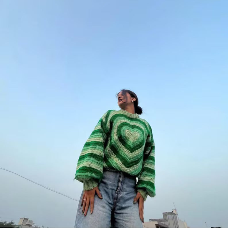 Heart Sweater-Pullover Crochet Pattern